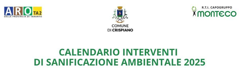 CALENDARIO SANIFICAZIONE AMBIENTALE 2025