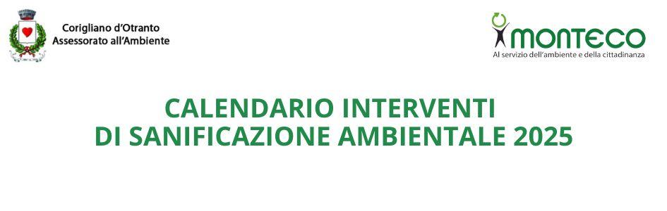 CALENDARIO SANIFICAZIONE AMBIENTALE 2025 CORIGLIANO D'OTRANTO