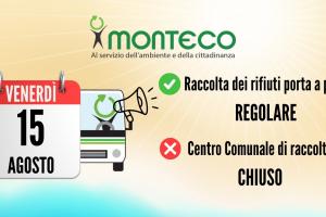 15 AGOSTO 2025: RACCOLTA DEI RIFIUTI PORTA A PORTA REGOLARE
